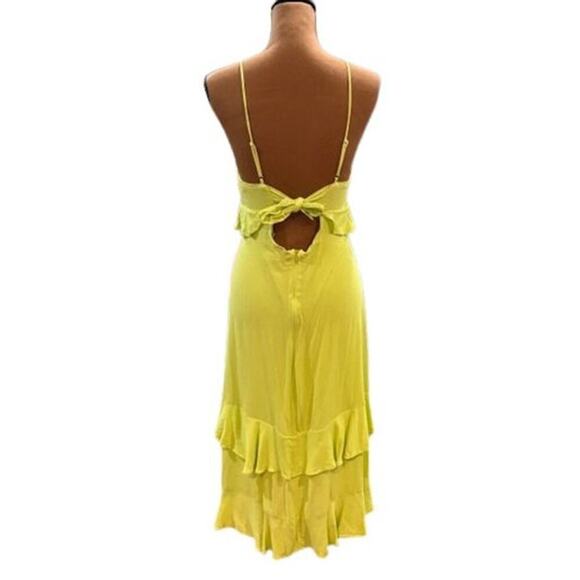 Lulus “Island Time” Lime Green Ruffled Sleeveless Midi Dress – Size Medium - Picture 5 of 9